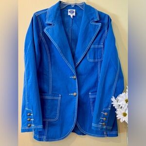 DG2 by Diane Gilman Blue Blazer with Tailored Cut and Notched Lapels